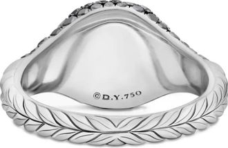 David Yurman Anello Chevron da mignolo in oro bianco 18kt con diamanti (10mm) - Argento
