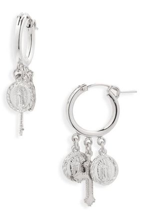 CHILD OF WILD Hail Mary Charm Drop Earrings in Silver at Nordstrom