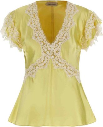 Alberta Ferretti Satin And Lace Top