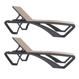 Resol Marina Club Set 2 Tumbona Exterior Estructura Gris Oscuro - Textilene Beige - Resol