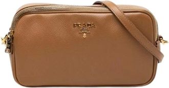 Prada Pre-owned Cross Body Bags, female, Brown, Size: ONE SIZE Pre-owned Saffiano Crossbody Bag