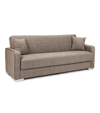Home Heavenly Sof&aacute; cama de 3 plazas tapizado en tela marr&oacute;n con arc&oacute;n oculto