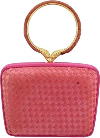 Bottega Veneta Clutch Intrecciato Nappa Pink Satin Handbag (Pre-Owned)