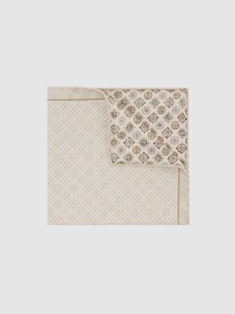 Reiss Ecru Silk Micro Spot-print Pocket Square