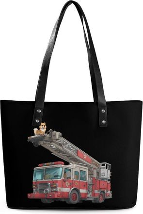 Generic Fire Truck Tote Bags for Women Cute Shoulder Purses Handbags