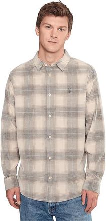 AllSaints Yuki Long Sleeve Shirt Mens Clothing Sandshell Taupe : LG, Cotton
