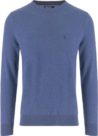 Polo Ralph Lauren Light Blue Wool Crew Neck Sweater With Ribbed Hems