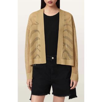AllSaints Misha Crop Cardigan in Sand Gold at Nordstrom, Size X-Small