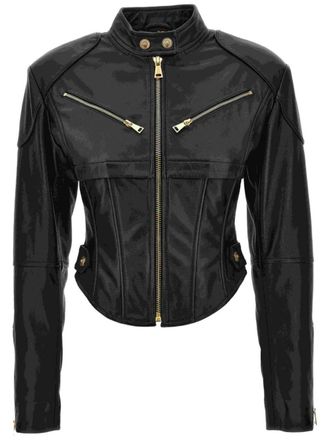 Versace Jeans Couture Leren jack - Zwart