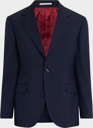 Brunello Cucinelli Mens Sharkskin Virgin Wool Single-Breasted Blazer