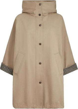 Brunello Cucinelli Parka van katoen en linnen - Dames - Mantels - Beige - Maat: S Katoen