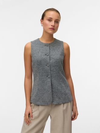 Vero Moda Anzugweste VERO MODA VMBERLIN SL WAISTCOAT NOOS, Damen, Gr. XS, schwarz detail:salt and pepper, Web, Obermaterial: 95% Polyester, 5% Elasthan, gemuste