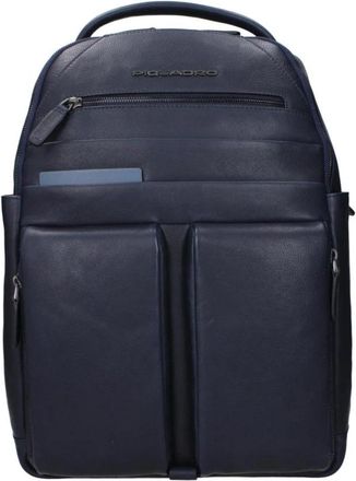 Piquadro Blauwe leren rugzak met meerdere compartimenten - Heren - Rugzakken - Blauw - ONE Size - Leer - Tassen