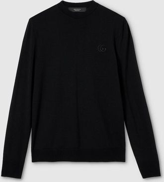 Gucci Knit Wool Sweater With Embroidery, Size XXXL, Black, Ready-to-wear
