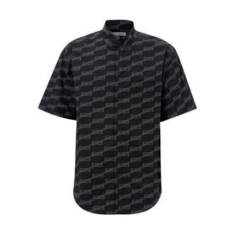 Balenciaga Shirts, female, Black, Size: 2XS Short Sleeve Logo Print Shirt