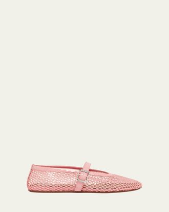 Alaia Mesh Mary Jane Ballerina Flats