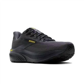 Brooks Mens Ghost 17 Running Shoes In Ebony/black/yellow