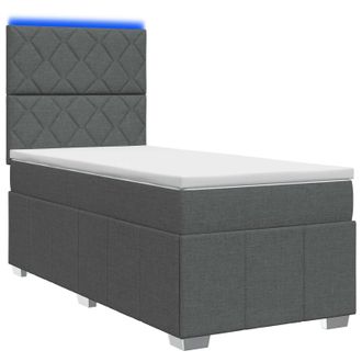 vidaXL Cama De Muelles Con Led Y Colch&oacute;n Gris Oscuro 90 X 190 Cm Tela Vidaxl