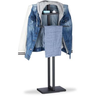 Relaxdays Gal&aacute;n De Noche Para Trajes, Pantalones Y Chaquetas, Perchero De Pie, Dm Y Acero, 112 X 52,5 X 20 Cm, Negro - Relaxdays