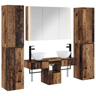 vidaXL Juego De Muebles De Ba&ntilde;o 6 Pcs Madera Envejecida Vidaxl
