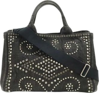 Prada Pre-owned Handbags, female, Black, Size: ONE SIZE Pre-owned Denim Handbag
