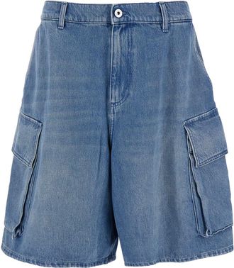 J.W.Anderson J. W. Anderson Light Blue Bermuda Shorts With Cargo Pockets And Logo Patch On The Back In Denim Man