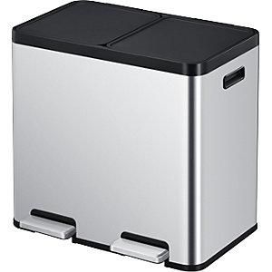 EKO Papelera De Pedal Recycler Acero 44 L Colector Doble