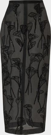Carolina Herrera Embellished Silk Maxi Skirt