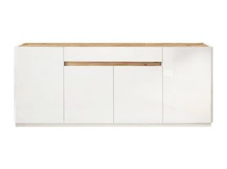 VENTE-UNIQUE.COM Buffet 4 puertas 1 caj&oacute;n Utopia - L205 cm - Efecto Madera clara