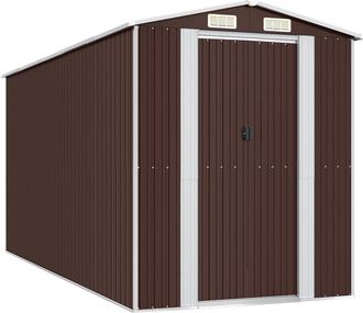 vidaXL Cobertizo Jard&iacute;n Acero Galvanizado Marr&oacute;n Oscuro 192x440x223 Cm Vidaxl
