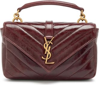 Saint Laurent College Mini Patent Leather Cross-body bag - Burgundy - One Size