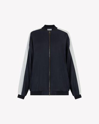 Serena Bute Cashmere Blend Bomber Jacket - Navy Blue