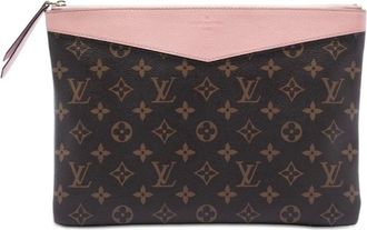 Louis Vuitton Pre-owned Clutches, female, Brown, Size: ONE SIZE Pre-owned Printed Leather Pouch