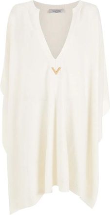 Valentino Garavani Logo-Plaque Knitted Poncho
