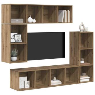 Berkfield Home Modern Wall-mounted with Storage 4 pcs Artisan oak Engineered wood in Brown