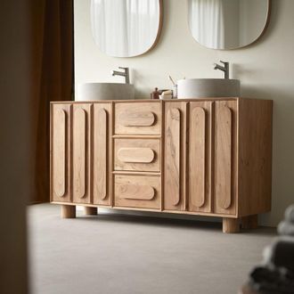 Tikamoon Mueble de ba&ntilde;o de acacia maciza 145 cm