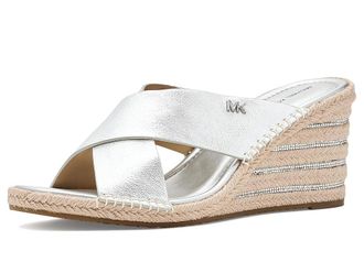 Michael Kors Kenzie Wedge Sandals Womens Wedge Shoes Silver : 7.5 M, Leather