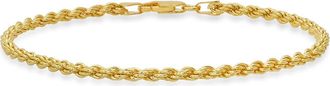 Queen Jewels Mens Sterling Silver Italian Rope Chain Bracelet in Gold at Nordstrom Rack, Size 8.5