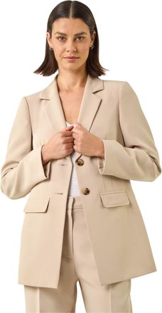 Roman Womens Single Breasted Stretch Blazer - Stone - Size 14 UK
