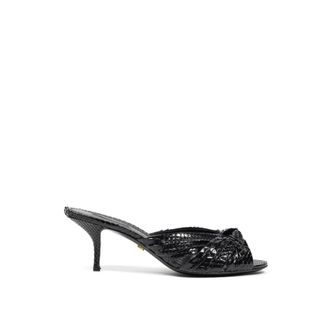 Dolce & Gabbana Python Leren Ciabatta Sandalen - Dames - Muiltjes - Zwart - 37 1/2 EU - Schoenen