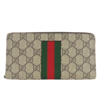 Gucci Pre-owned Wallets, female, Multicolor, Size: ONE SIZE Pre-owned GG Supreme Canvas Long Zip Around Wallet