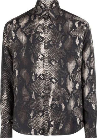 Roberto Cavalli Rock Python Print Silk Shirt, Brand Size 50 ( US Size 40 )