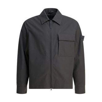 Stone Island Chaqueta tipo camisa con cremallera y bolsillos de parche - Jackets - Hombre - Gris - M