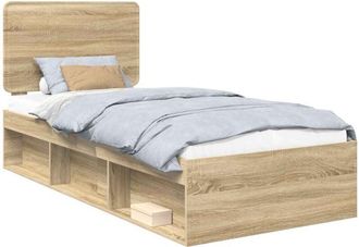 vidaXL Bed Frame with Headboard Sonoma 100 x 200 cm Solid Pine Wood vidaXL