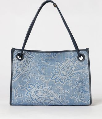 Etro Borsa Eyes in denim di cotone con Paisley jacquard