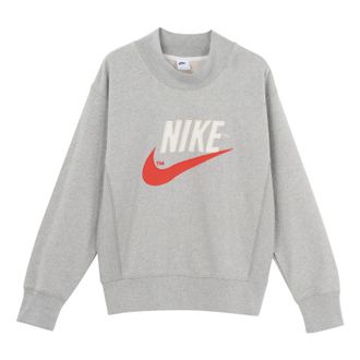 Nike Trend Capsule Series Logo Embroidered Sports Round Neck Pullover light grey DM5274-050