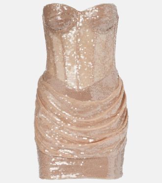 New Arrivals Pamela gathered sequined corset dress