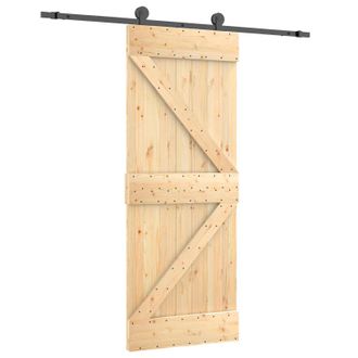vidaXL Puerta Corredera Natural Y Negro 70 X 210 Cm Vidaxl