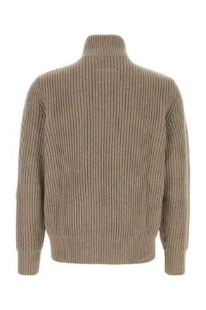 Maison Margiela Mens Cappuccino Wool Blend Cardigan 811m Exterior: Nylon Maglieria Sweater