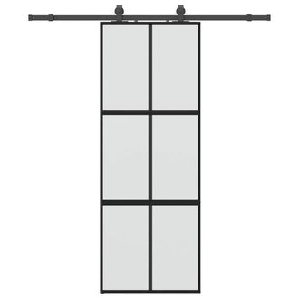 Berkfield Home Sliding Door with Hardware Set Black 76x205 cm Tempered Glass